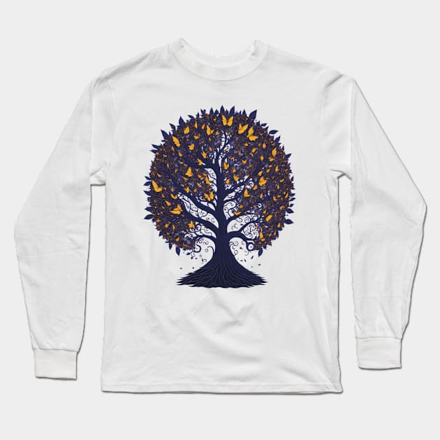 Butterfly Tree Long Sleeve T-Shirt by starryskin